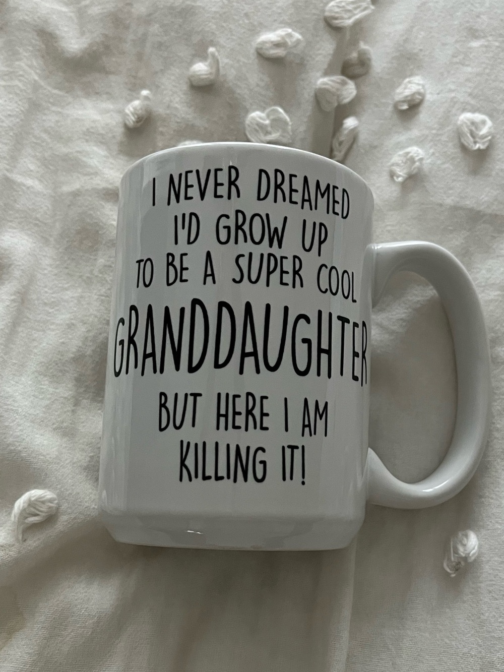 White 'Super Cool Granddaughter' Quote Mug